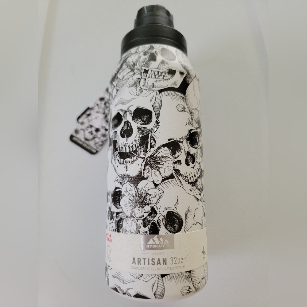 Hydrapeak Artisan Stainless Steel Insulated Bottle Skull Floral, 32 oz